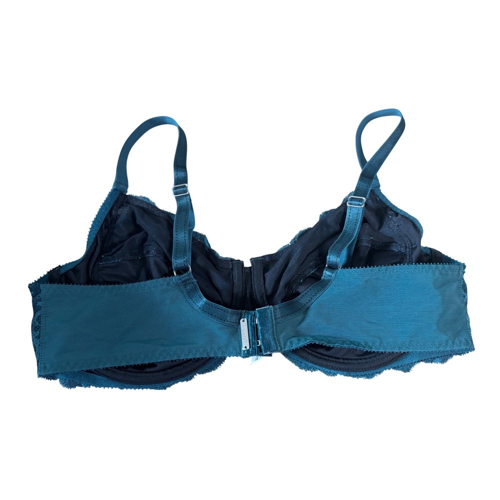 Chantelle Teal Blue Lace Underwire Bra Floral Mesh 3281‎ Womens Size 40D - Picture 2 of 6